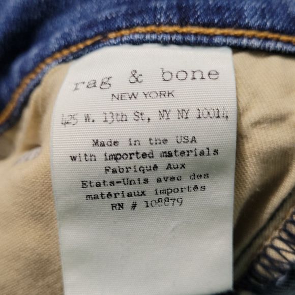 *SOLD**Rag & Bone Jeans 26 Womens Skinny Stretch Denim Med Blue Wash Raw - Picture 9 of 11